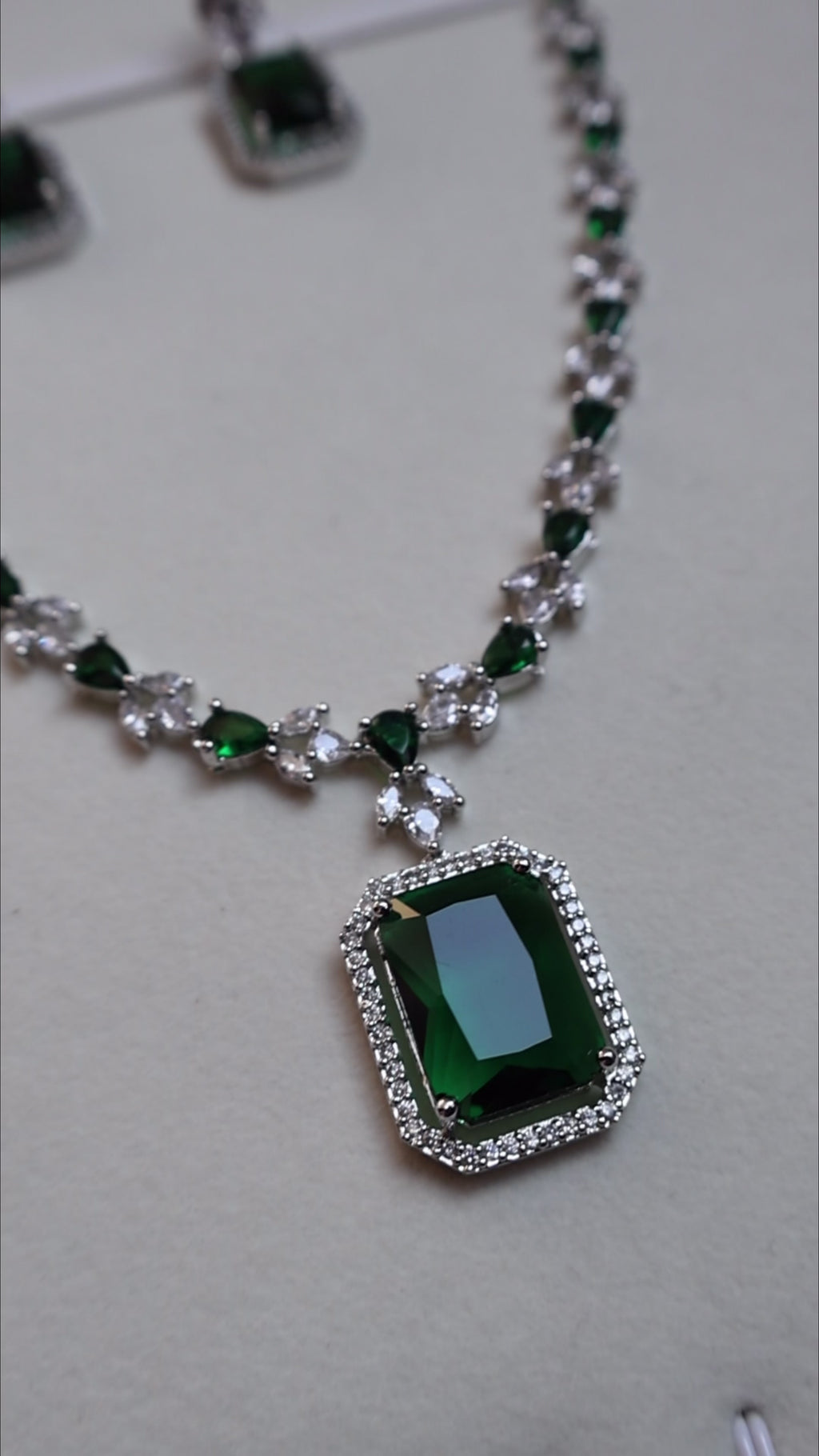 Emerald Glory American Diamond Necklace Set