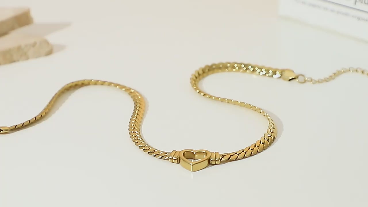 Demi Fine 18K Gold Plated Heart Cuban Chain Necklace