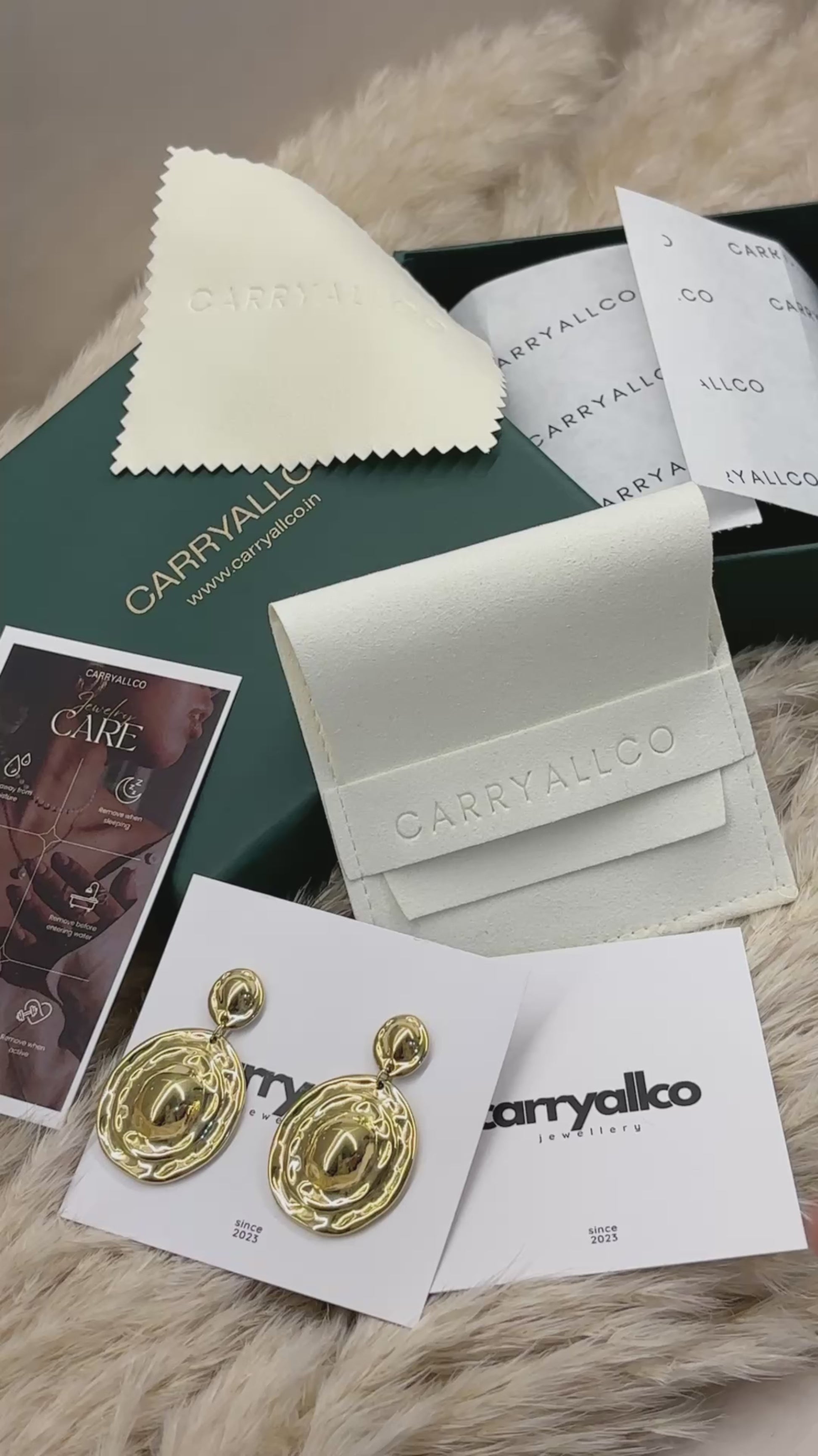 Carryallco Artisan Hammered Drop Earrings-18K Gold Plated