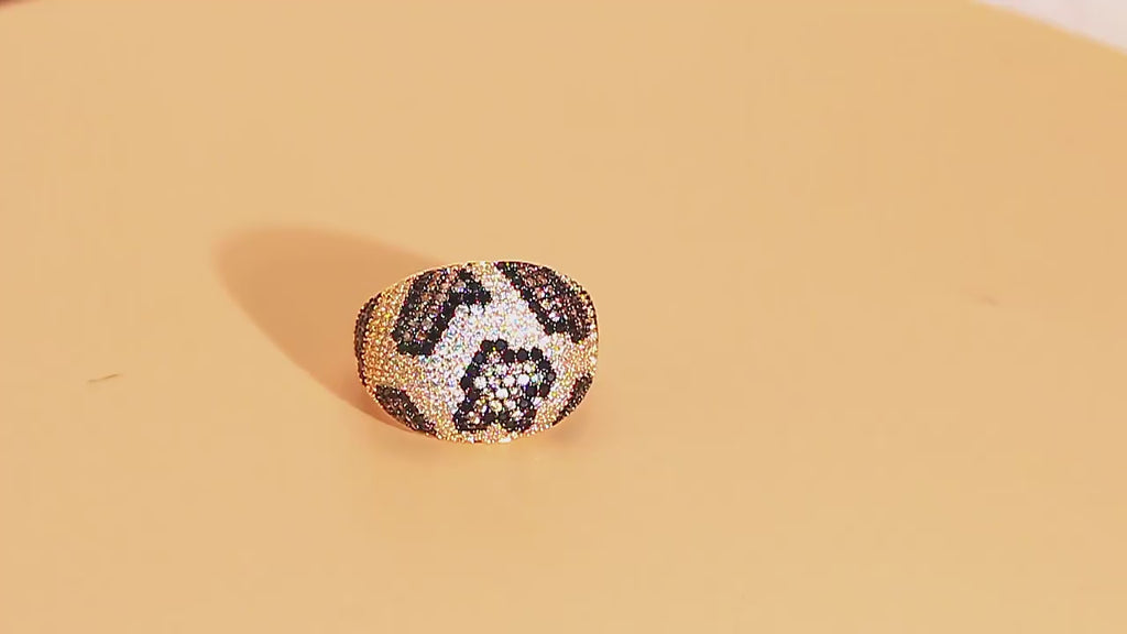 Gold Plated Leopard CZ Statement Ring
