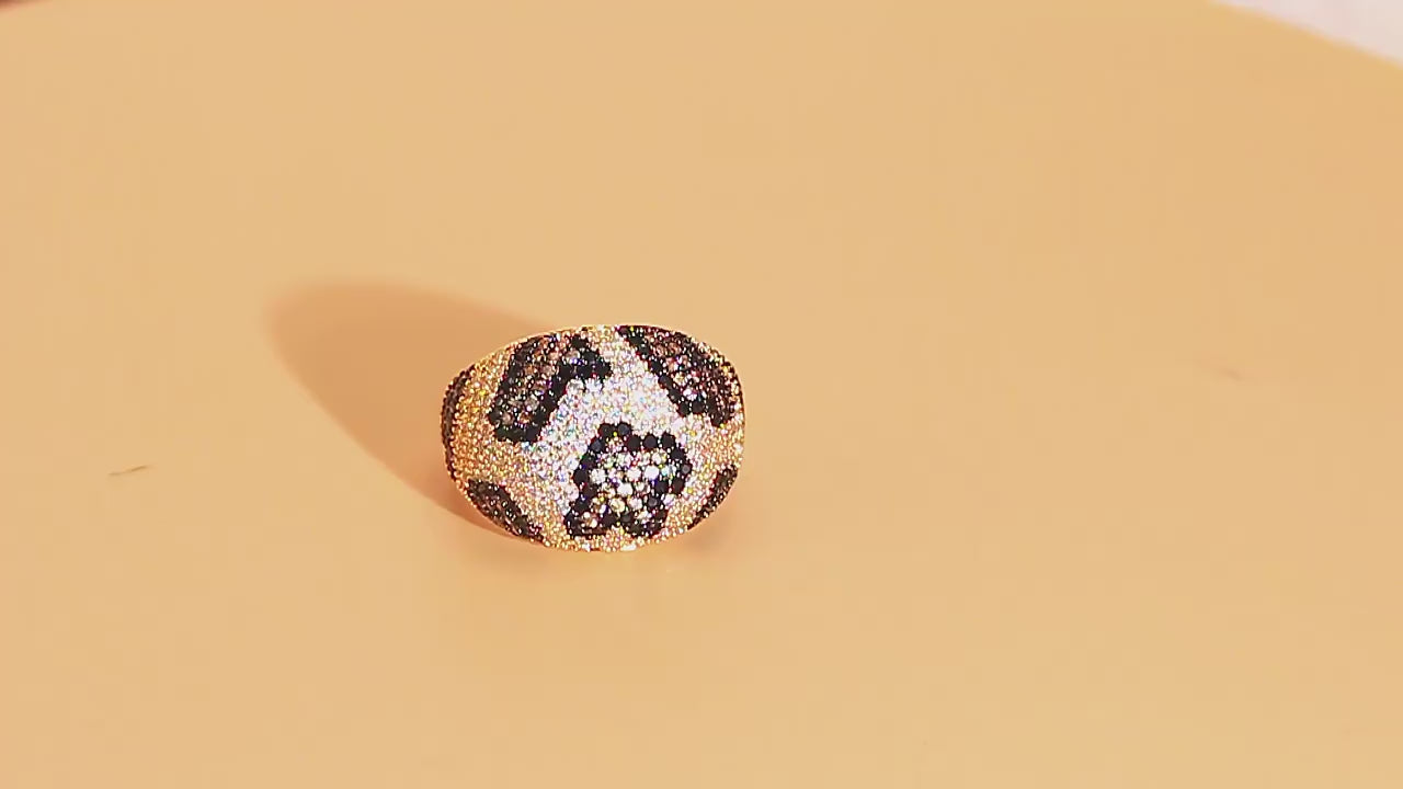 Gold Plated Leopard CZ Statement Ring
