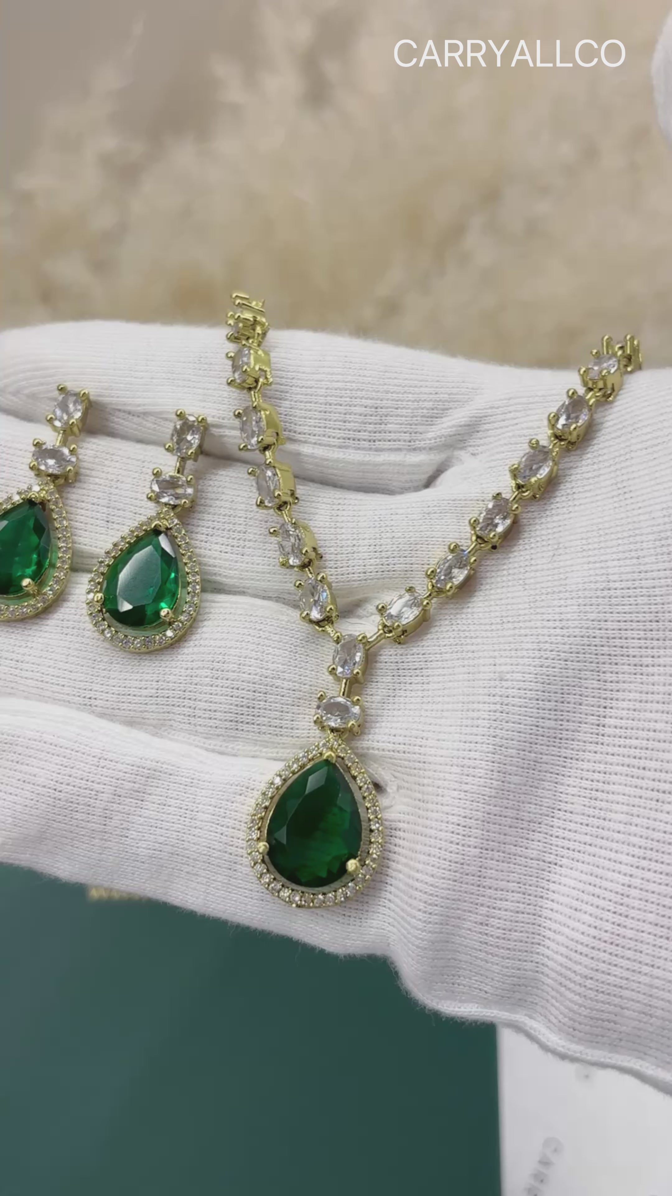 Emerald Radiance American Diamond Necklace Set