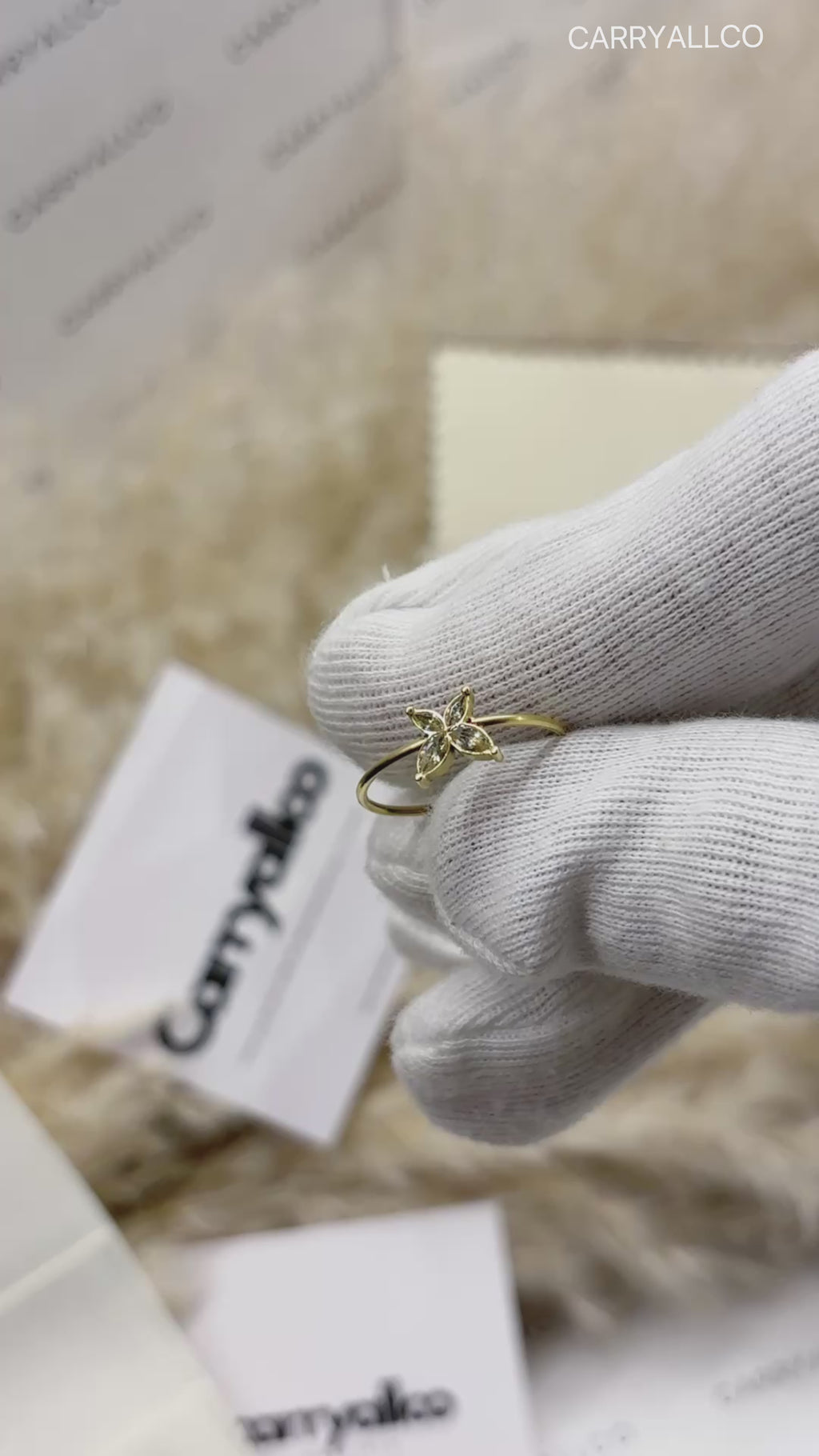 18K Gold-Plated Dainty Butterfly Zirconia Ring