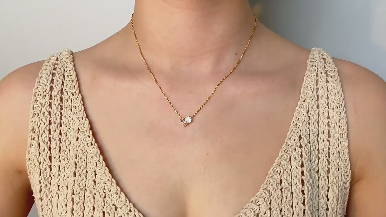 Carryallco 18K Gold Plated Dual-Stone Geometric Pendant Necklace