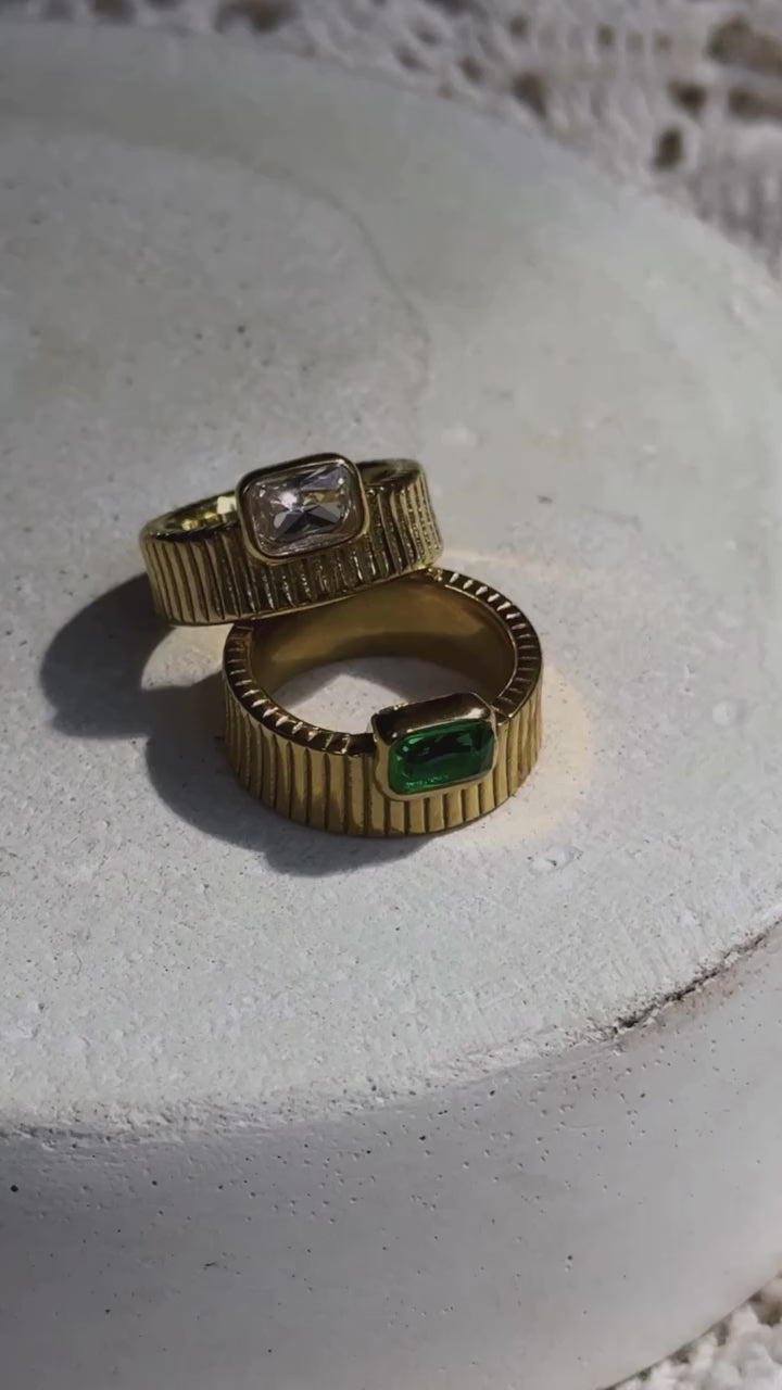 18K Gold Plated CZ Ring – Demi Fine & Anti Tarnish