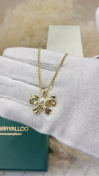 18K Gold Plated Aurora Pearl Bow Pendant – Demi-Fine