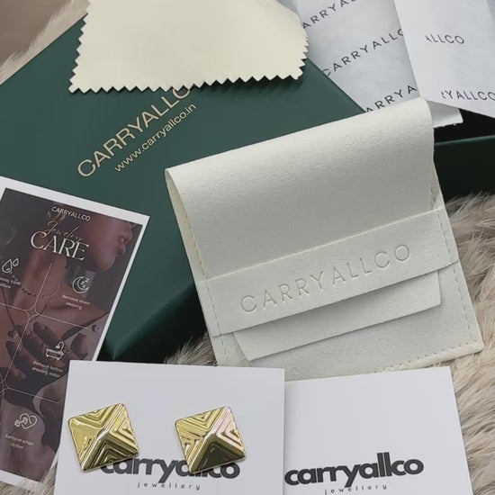 Carryallco Timeless Square Glow Earrings- 18K Gold Plated