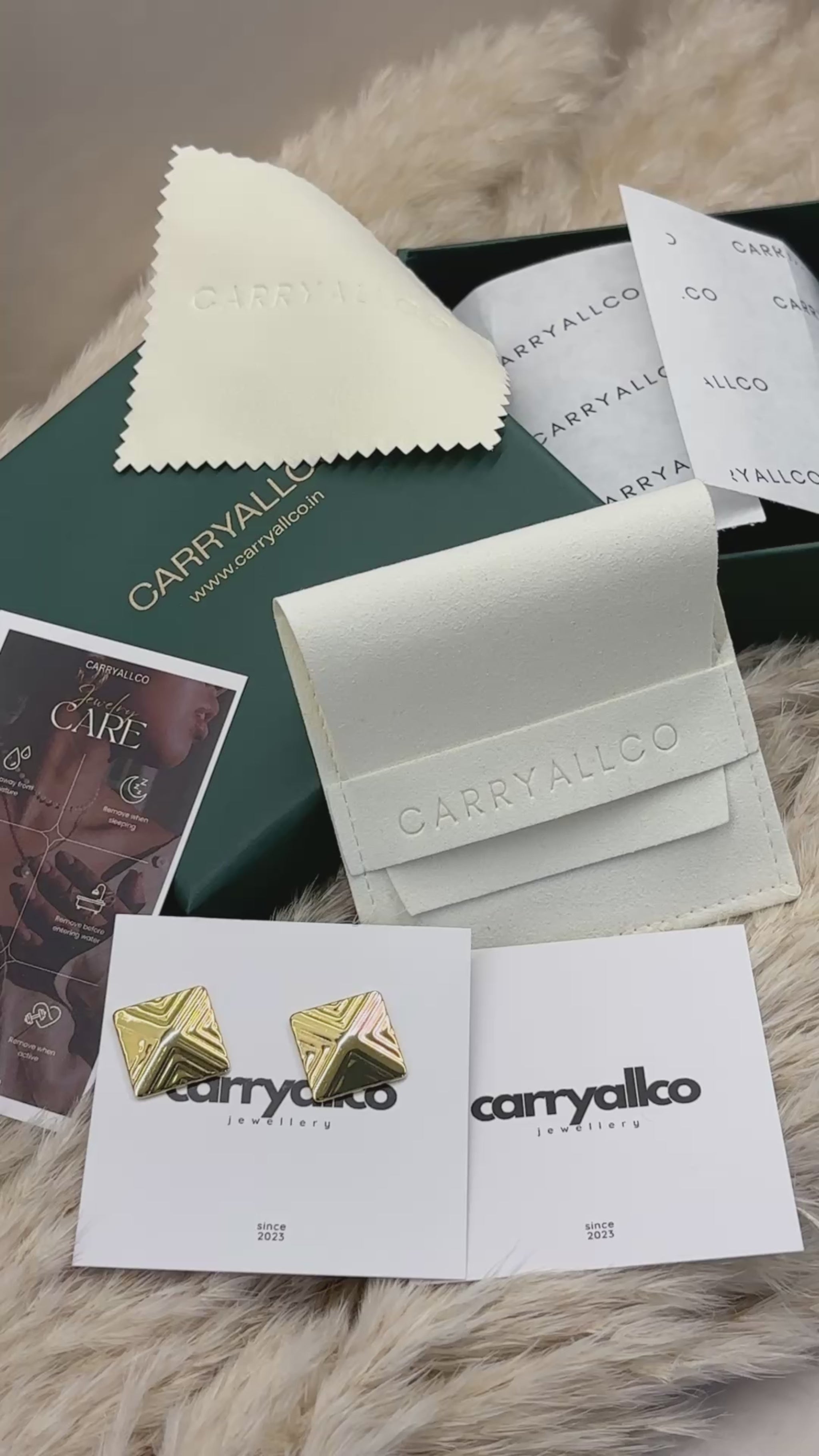 Carryallco Timeless Square Glow Earrings- 18K Gold Plated