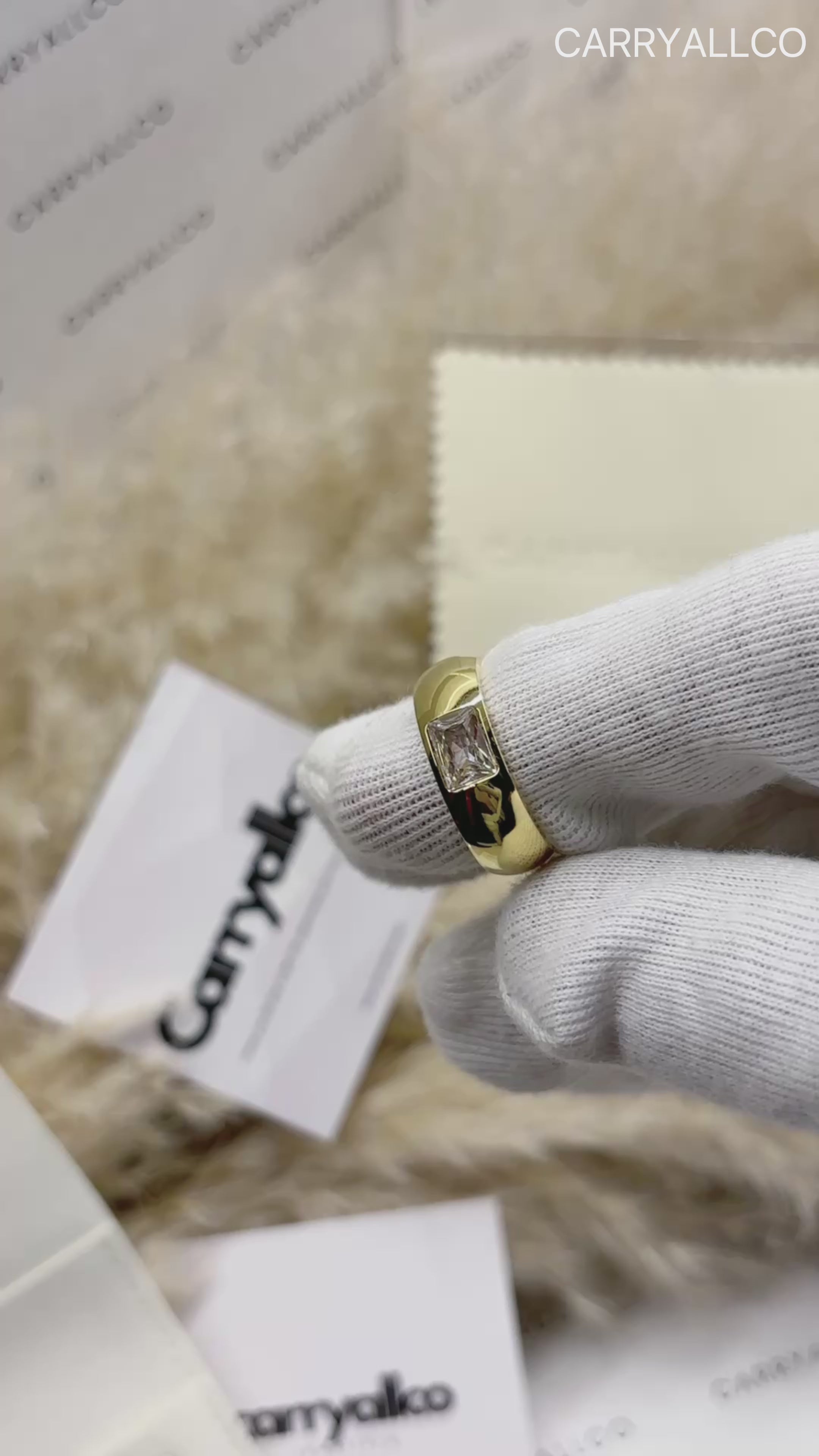 Demi-Fine 18K Gold Plated Wide Brilliant Cut Stone Band Ring