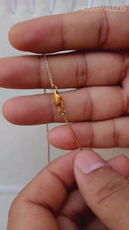 18K Gold SS Bar Pendant Box Chain Necklace