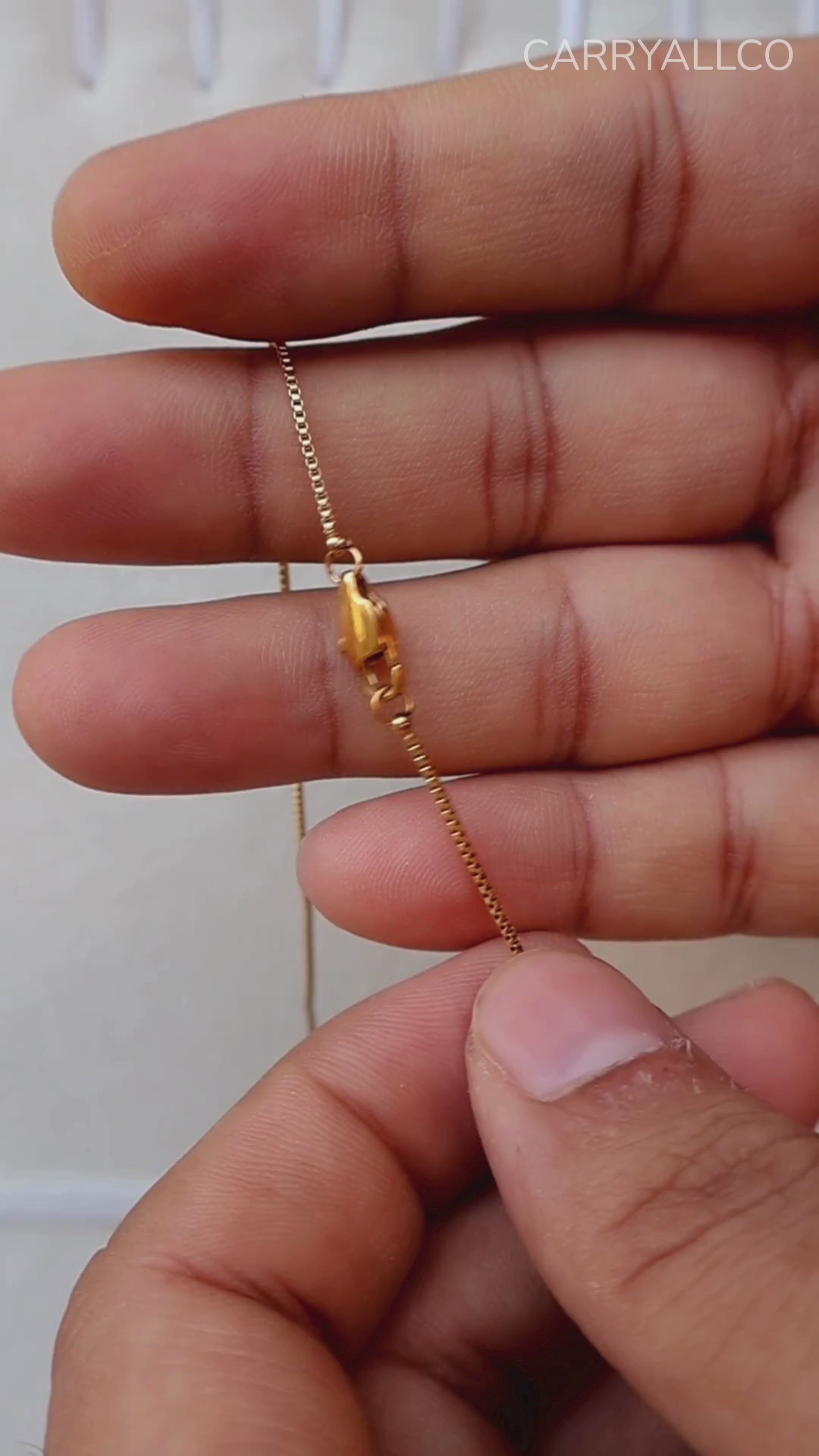 18K Gold SS Bar Pendant Box Chain Necklace