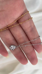 18K Gold Plated Irregular Zirconia Bead Pendant Necklace
