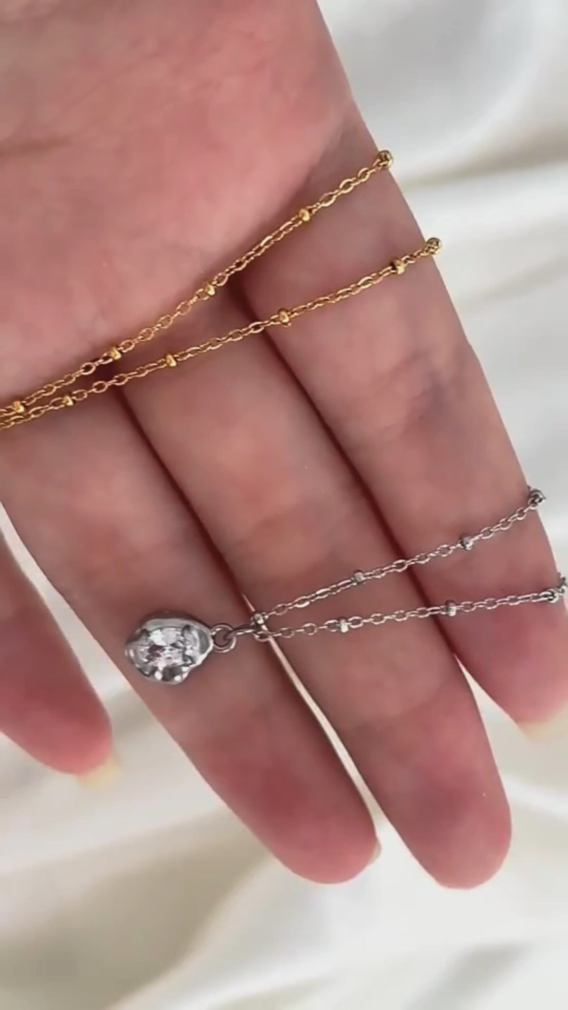 18K Gold Plated Irregular Zirconia Bead Pendant Necklace