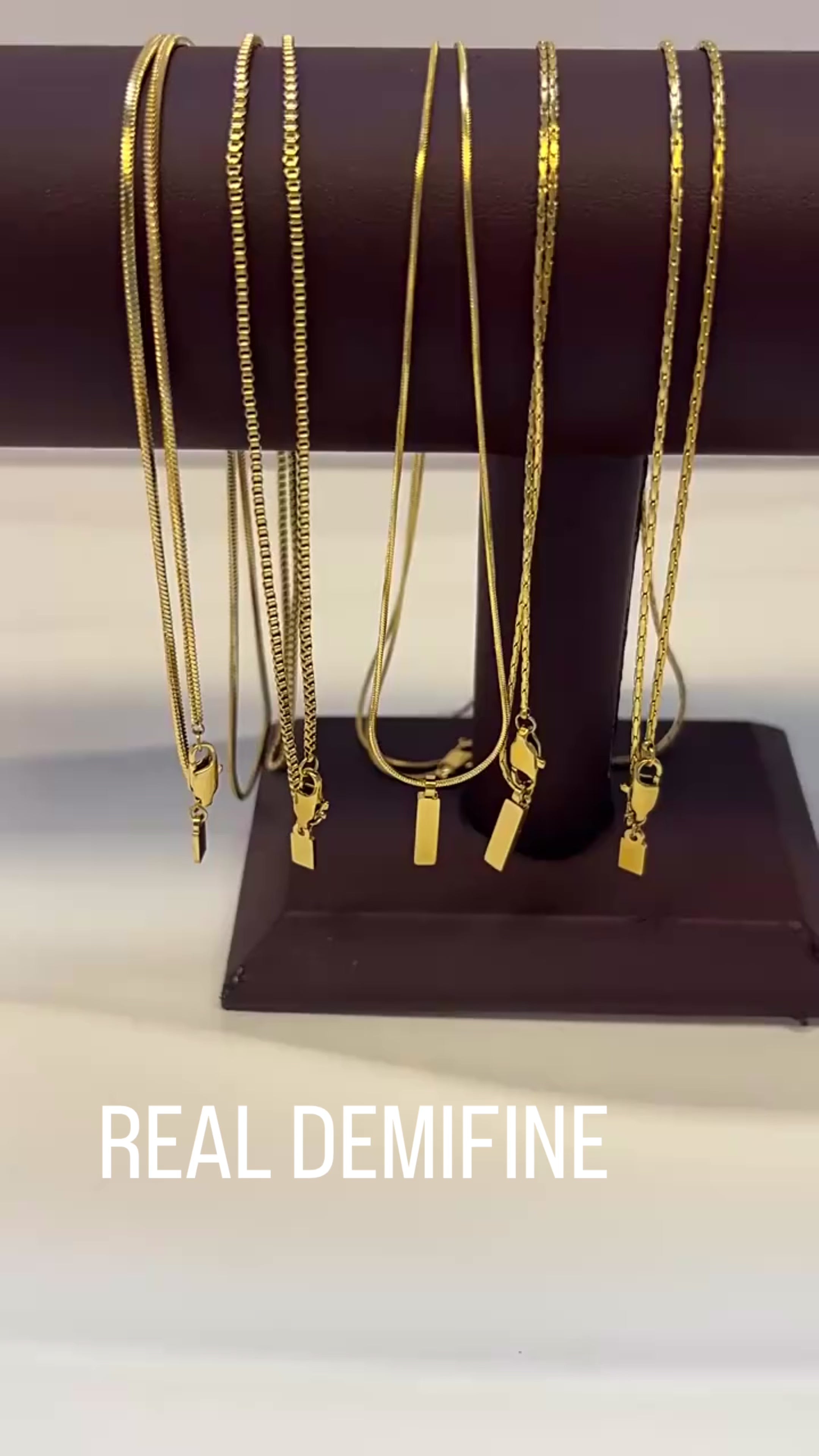 18K Gold Plated Bar Pendant Snake Chain Necklace