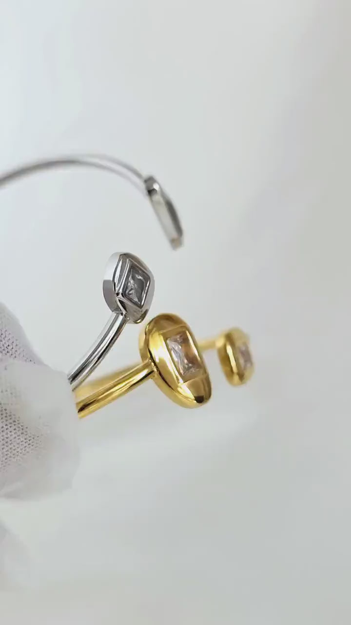 Demifine 18K Gold Plated Zircon Open Dancer Bracelet