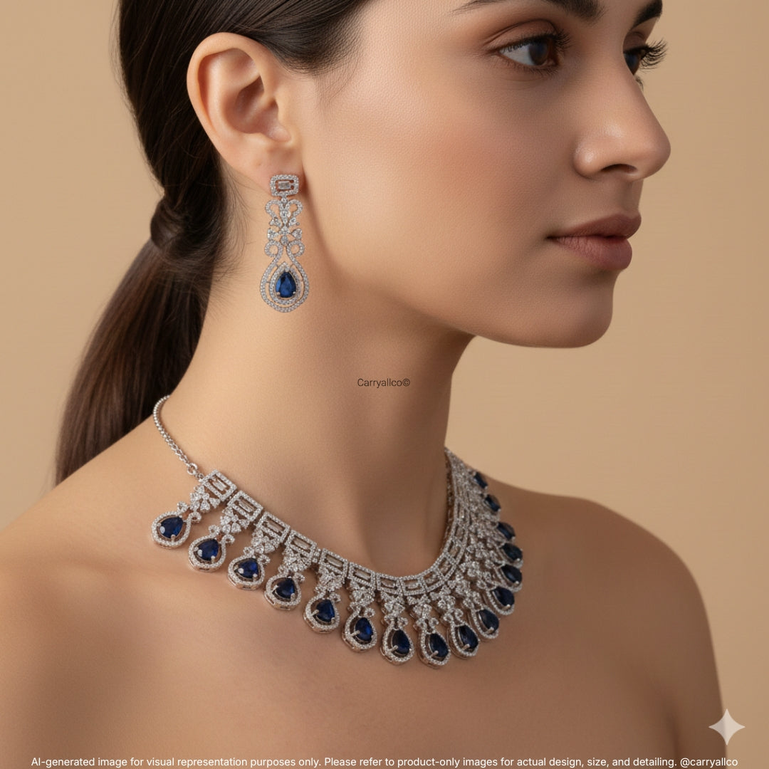 Sapphire Royale American Diamond Necklace Set