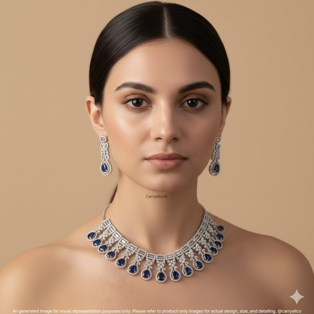 Sapphire Royale American Diamond Necklace Set