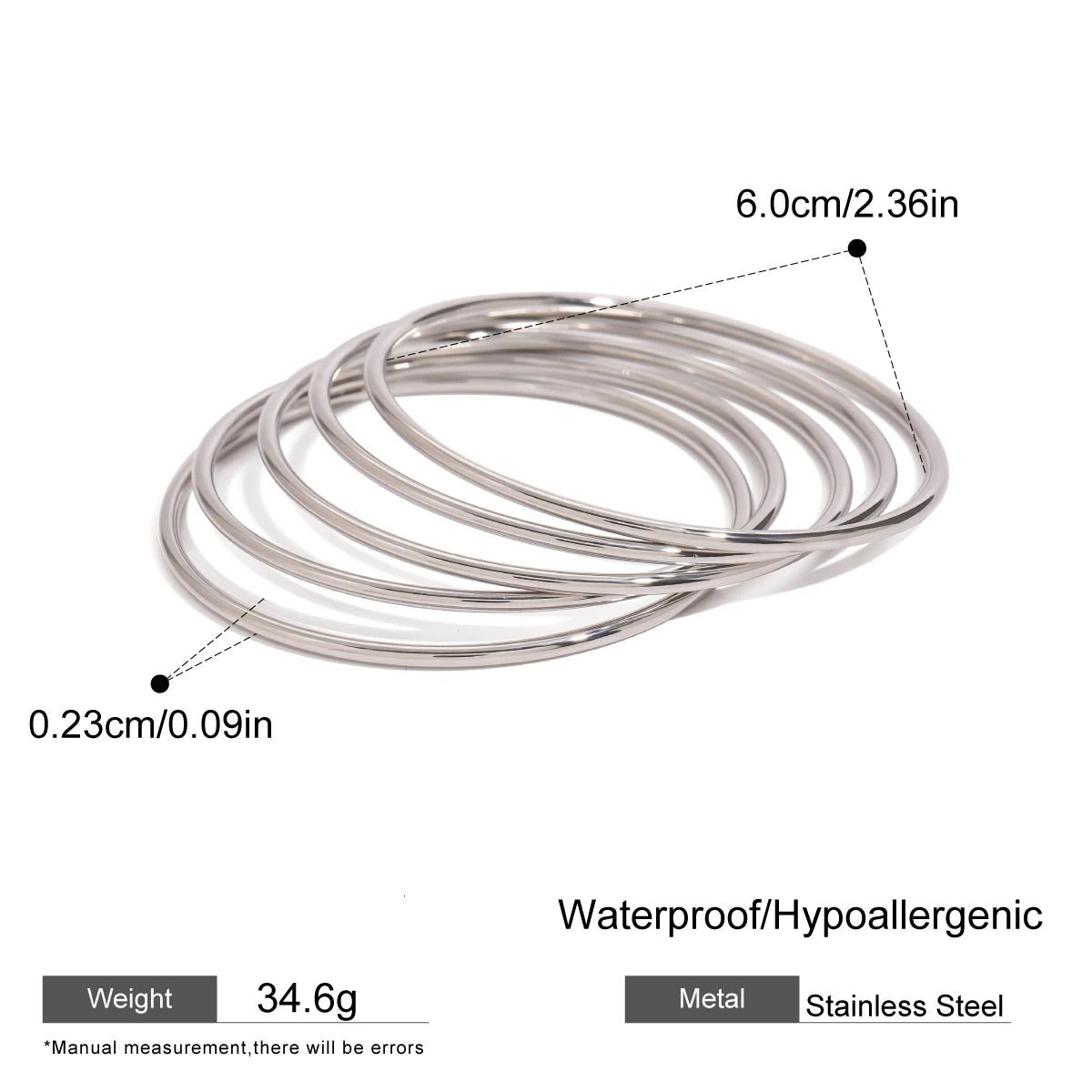 Slim Stackable Bangle Set of 5