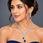 Crystal Leaf Necklace Set with Drop Earrings – Sapphire Blue – American Diamond | CARRYALLCO