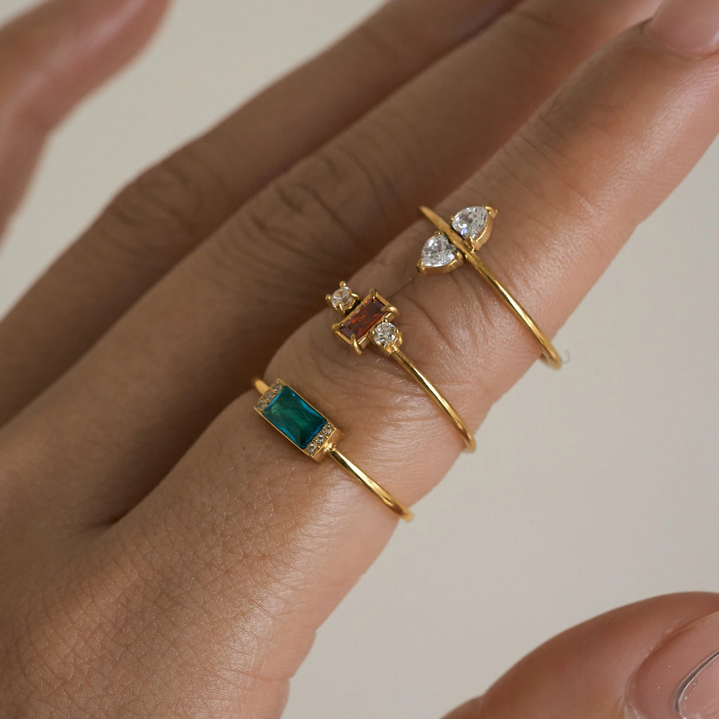 18K Gold Plated Pink Zircon Royal Ring Set
